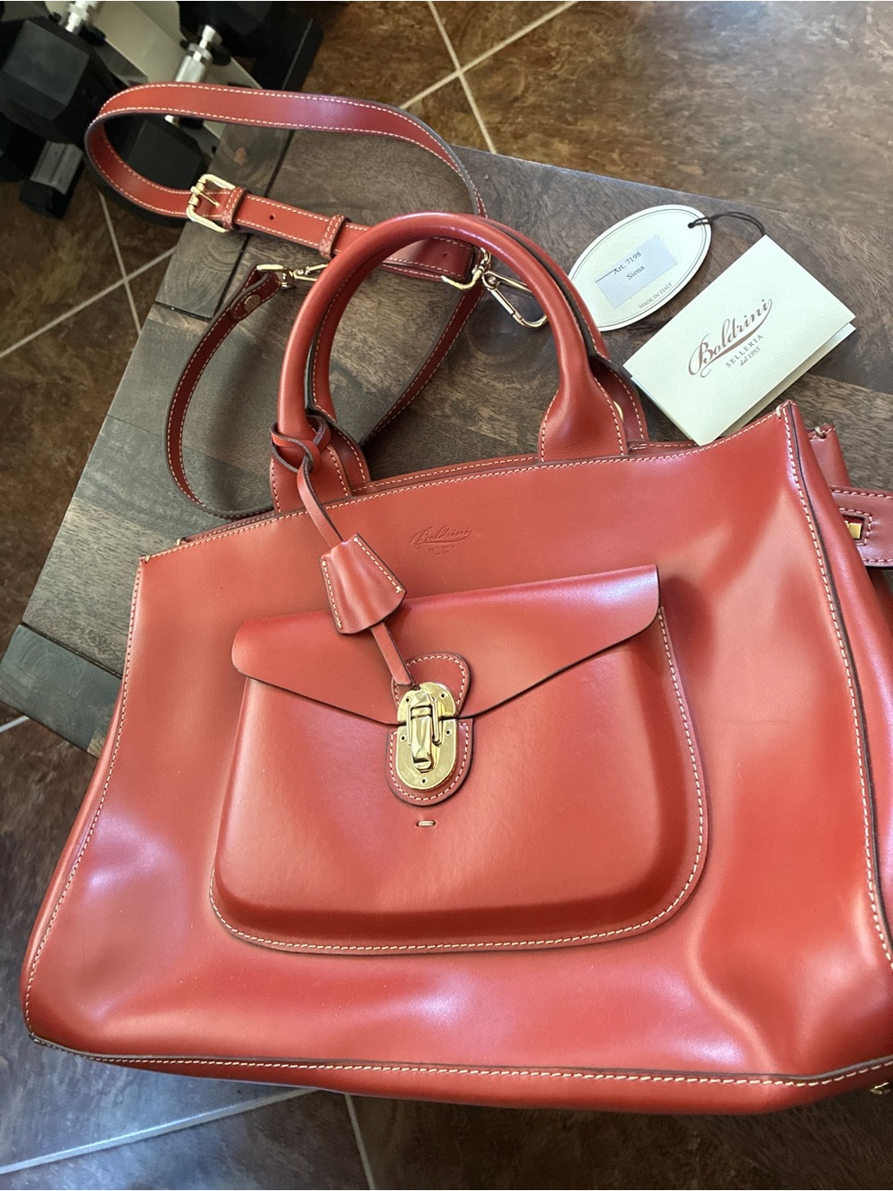 Boldrini Selleria Art 7198 Siena Italian Leather Satchel Shoulder Bag NWT